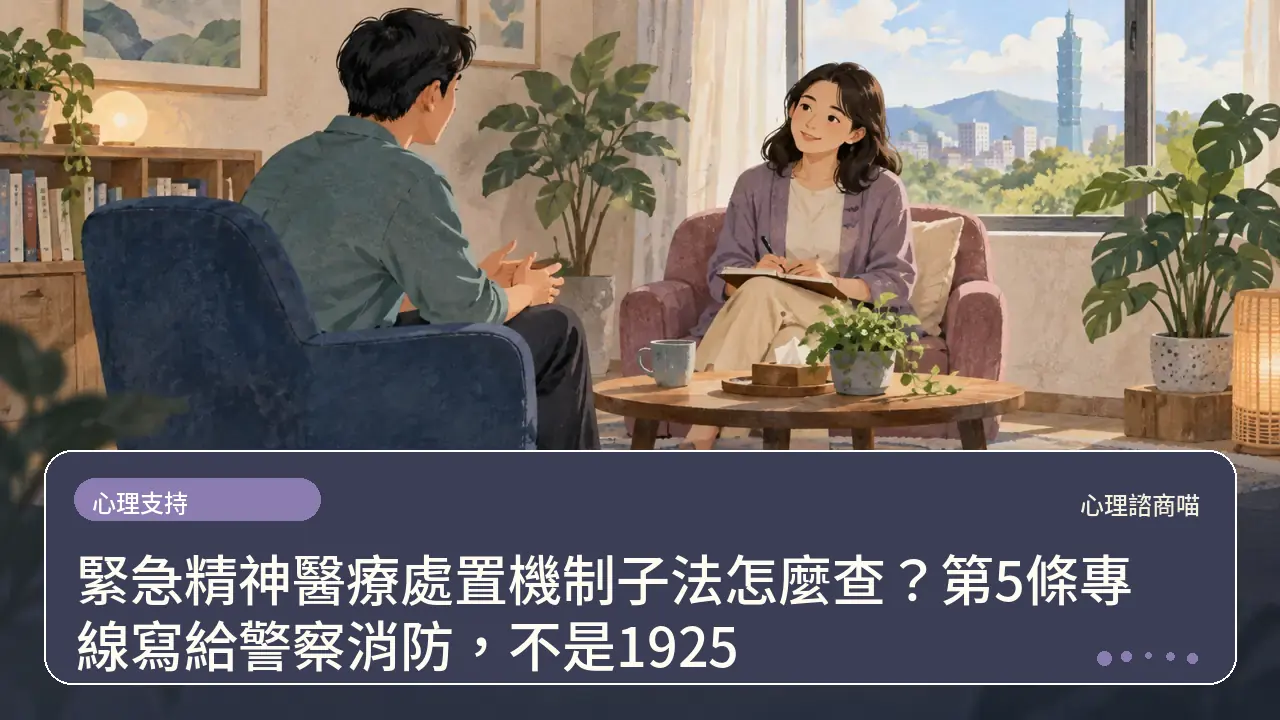 緊急精神醫療處置機制子法怎麼查?第5條專線寫給警察消防,不是1925主題插畫