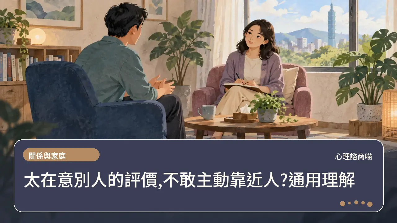 太在意別人的評價,不敢主動靠近人?通用理解主題插畫