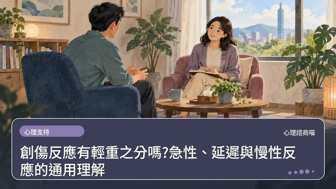 創傷反應有輕重之分嗎?急性、延遲與慢性反應的通用理解主題插畫