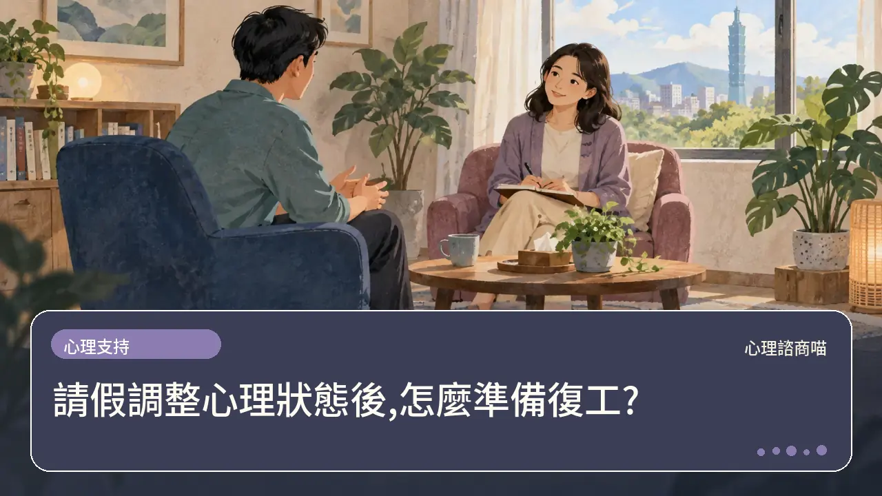請假調整心理狀態後,怎麼準備復工?主題插畫
