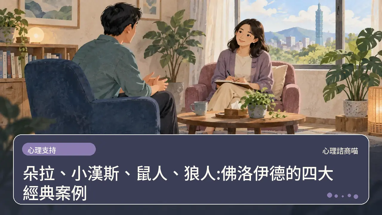 朵拉、小漢斯、鼠人、狼人:佛洛伊德的四大經典案例主題插畫