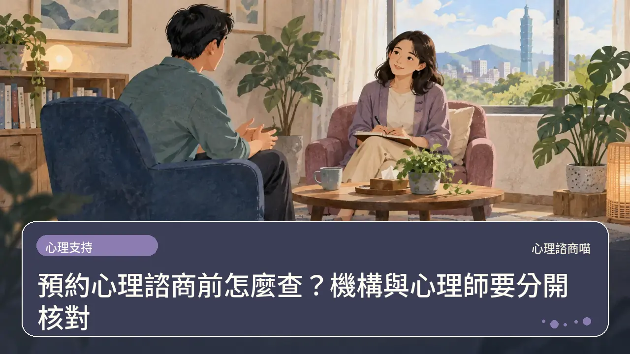 預約心理諮商前怎麼查？機構與心理師要分開核對主題插畫