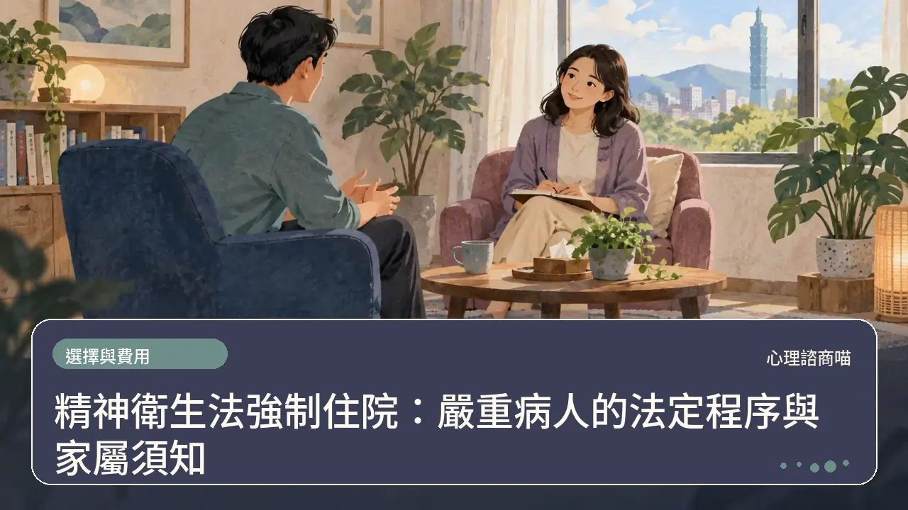 精神衛生法強制住院：嚴重病人的法定程序與家屬須知主題插畫