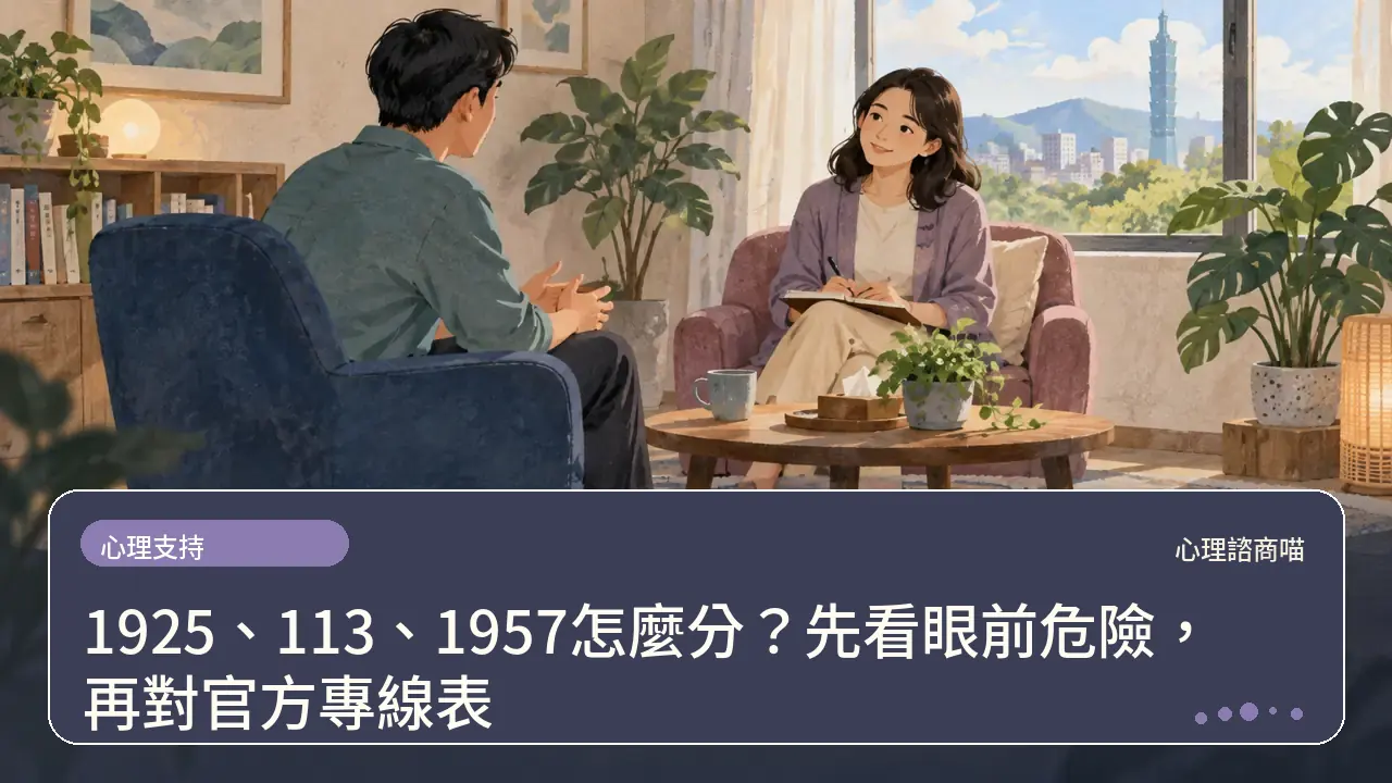 1925、113、1957怎麼分？先看眼前危險，再對官方專線表主題插畫