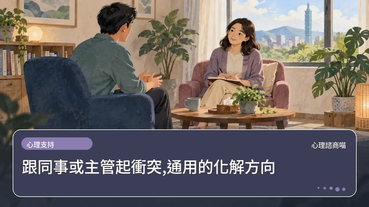 跟同事或主管起衝突,通用的化解方向主題插畫