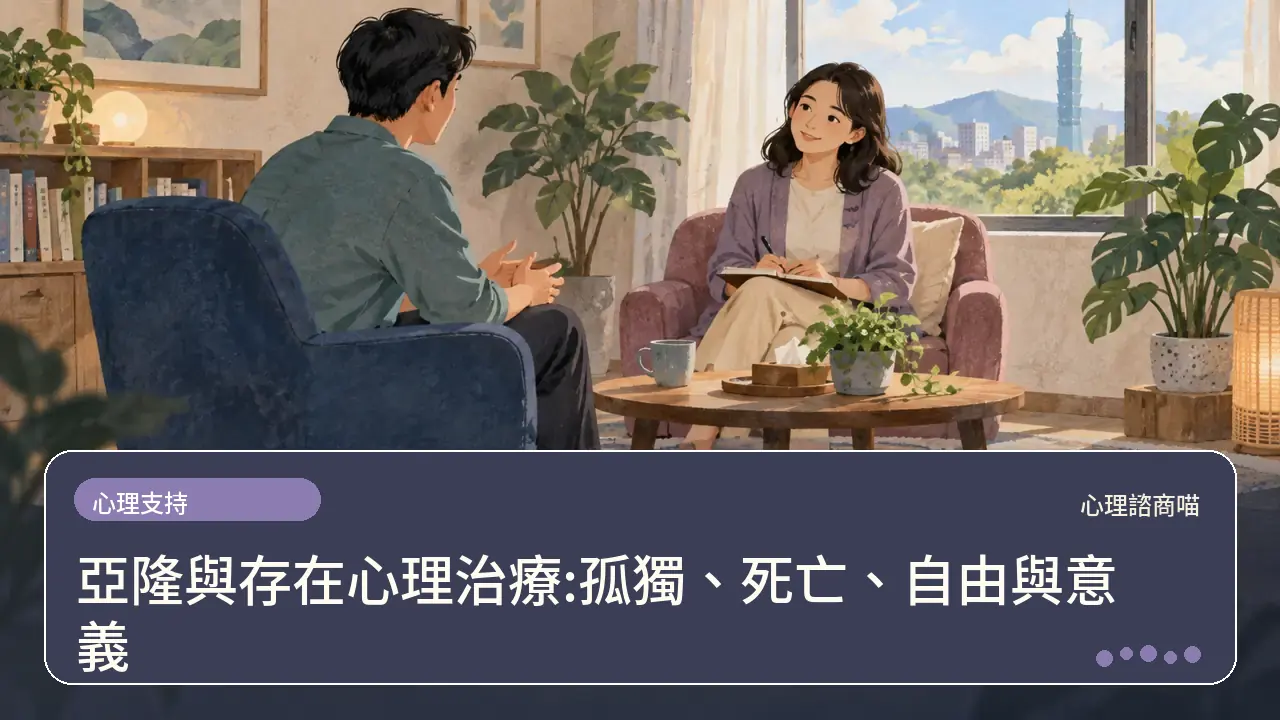 亞隆與存在心理治療:孤獨、死亡、自由與意義主題插畫