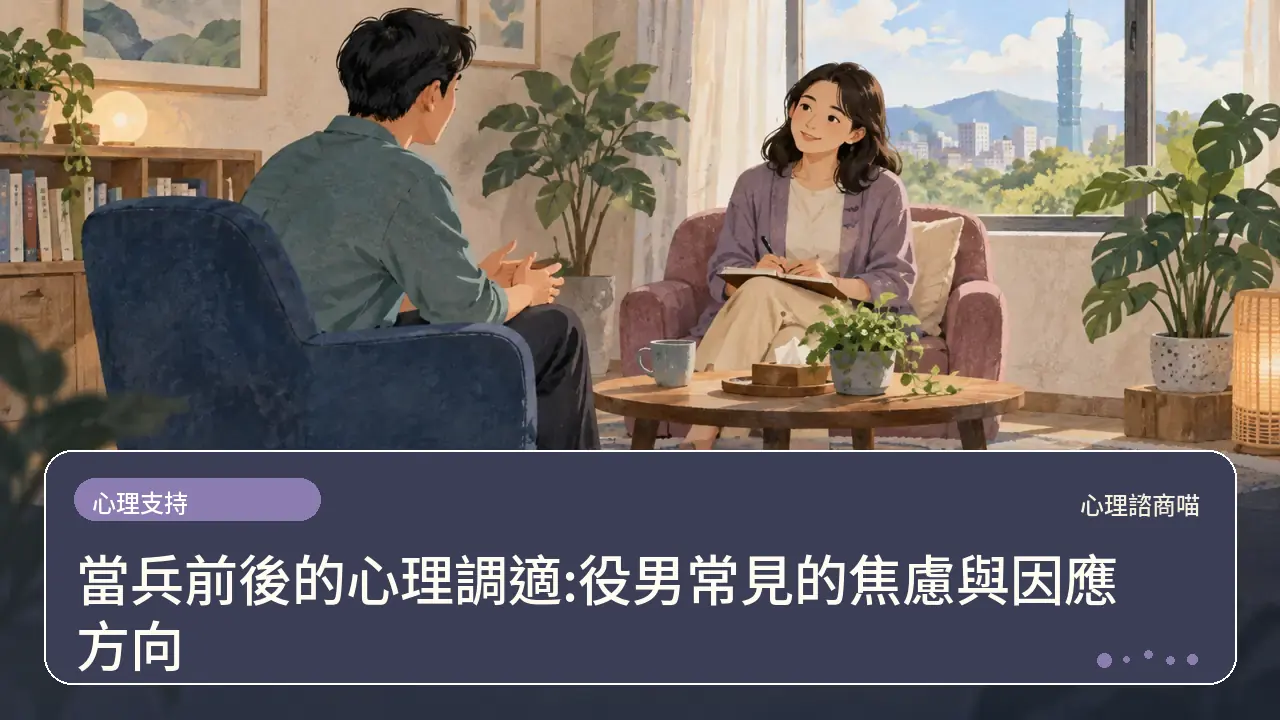 當兵前後的心理調適:役男常見的焦慮與因應方向主題插畫