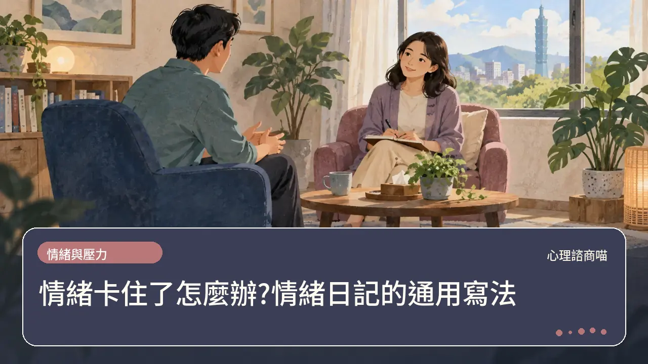 情緒卡住了怎麼辦?情緒日記的通用寫法主題插畫
