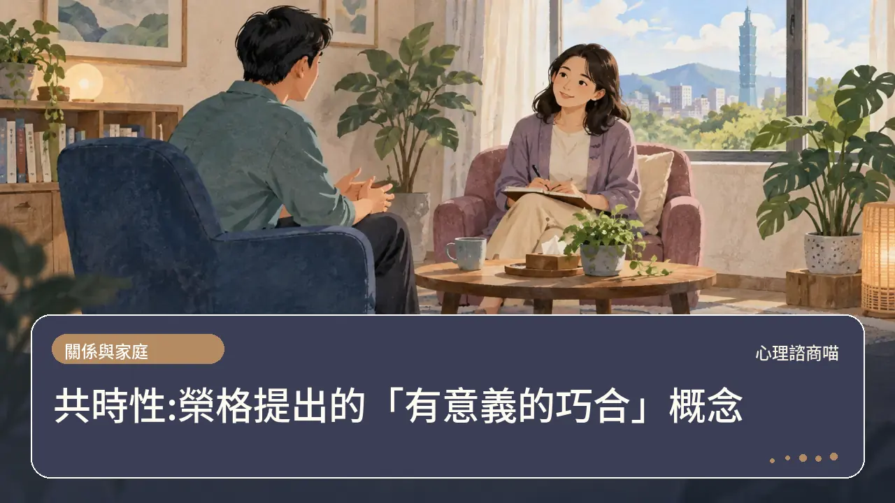 共時性:榮格提出的「有意義的巧合」概念主題插畫